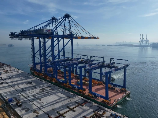 Cranes being assembled at Colombo port.