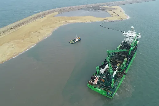 A boat near a work vessel close to the CWIT berth.