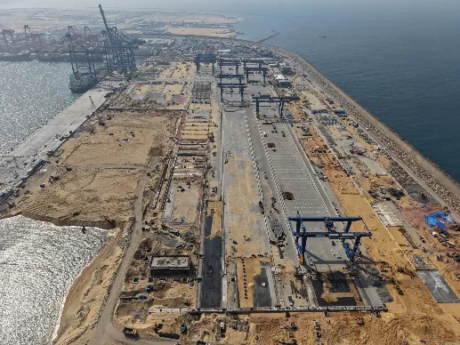 CWIT's breakwater under construction.